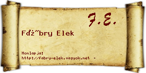 Fábry Elek névjegykártya